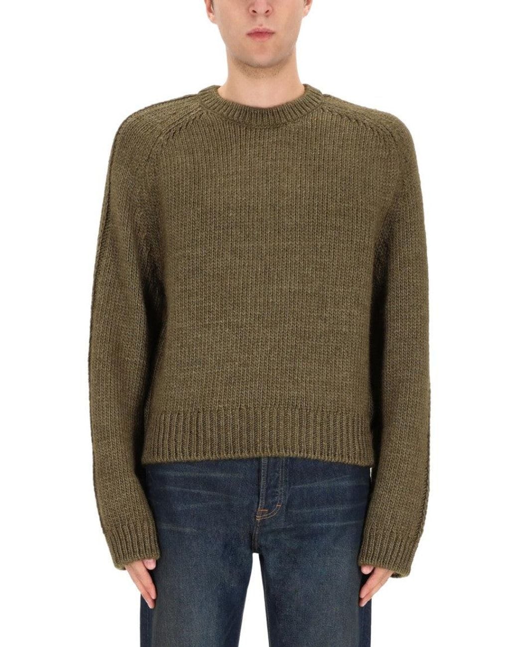 Our Legacy Green Knitted Crew Neck Sweater for men
