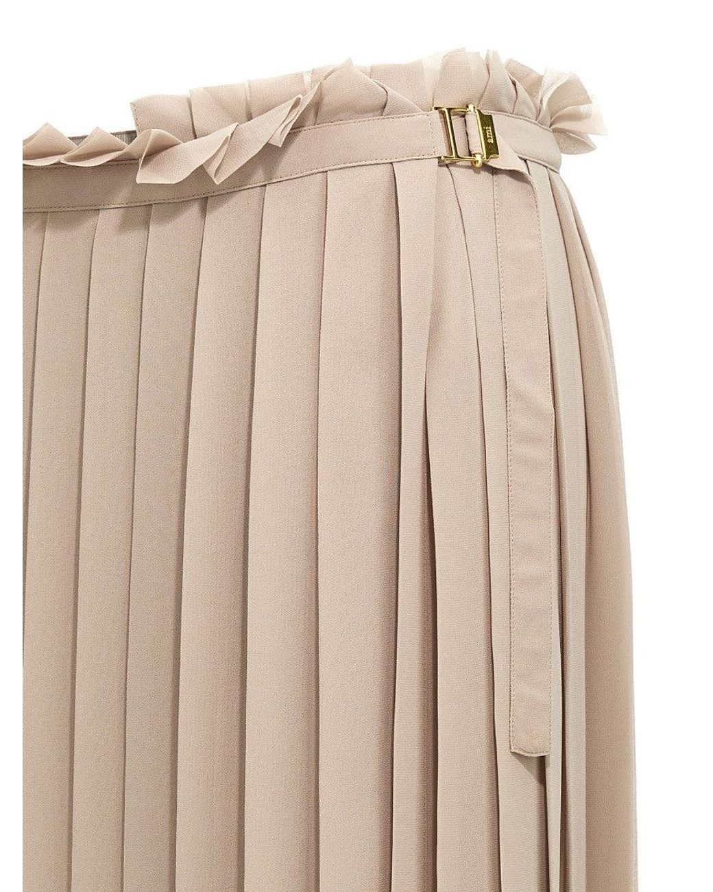 AMI Natural Pleated Polyester Crêpe Skirt