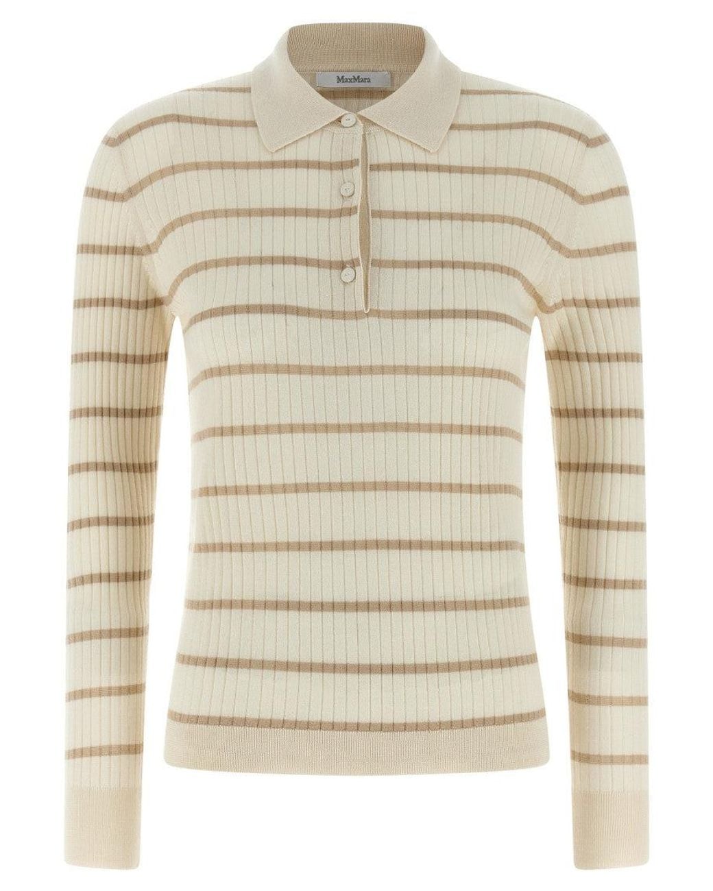 Max Mara Natural Shirt Collar Ribbed Polo
