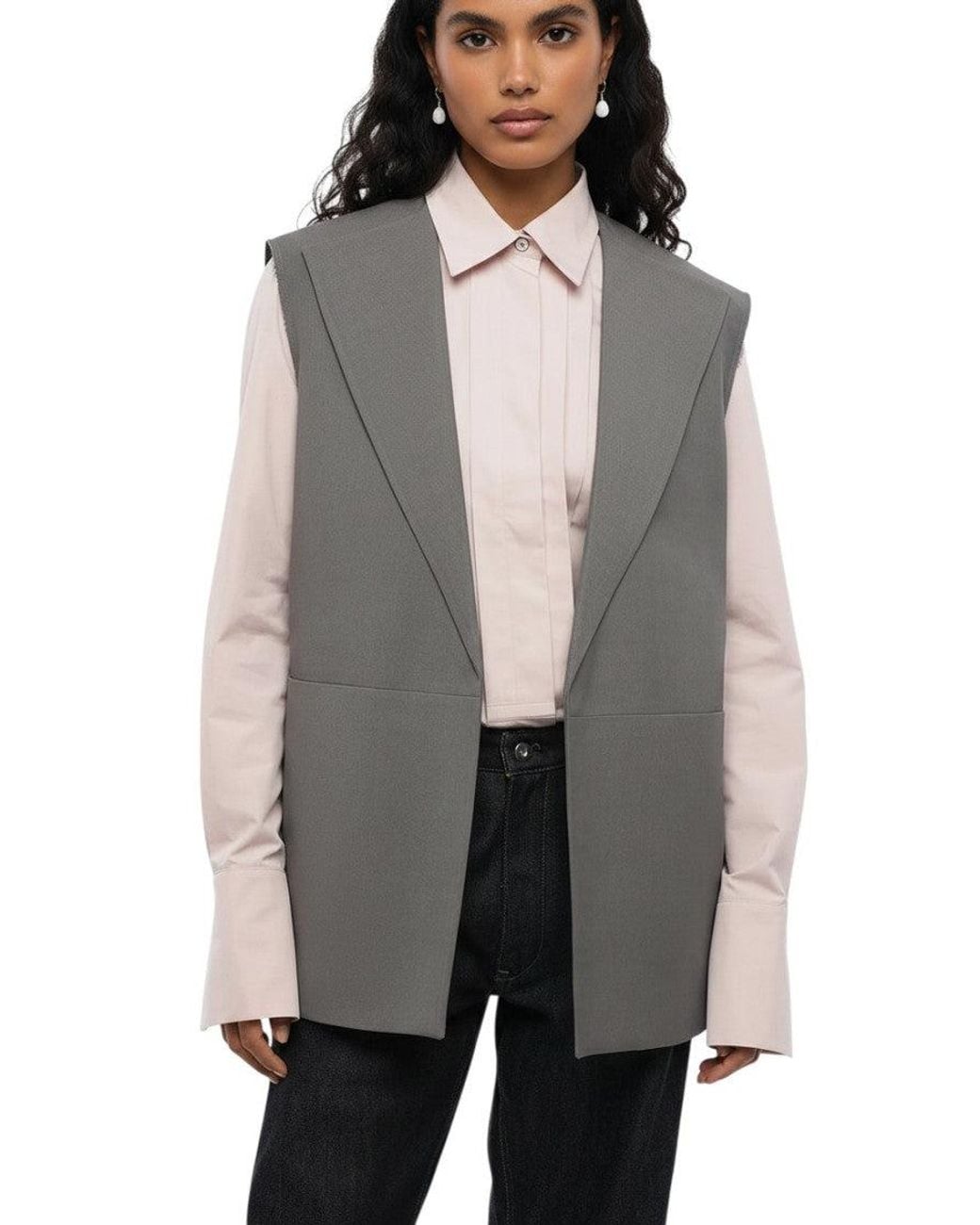 Jil Sander Gray Solid Notched Lapel Blazer