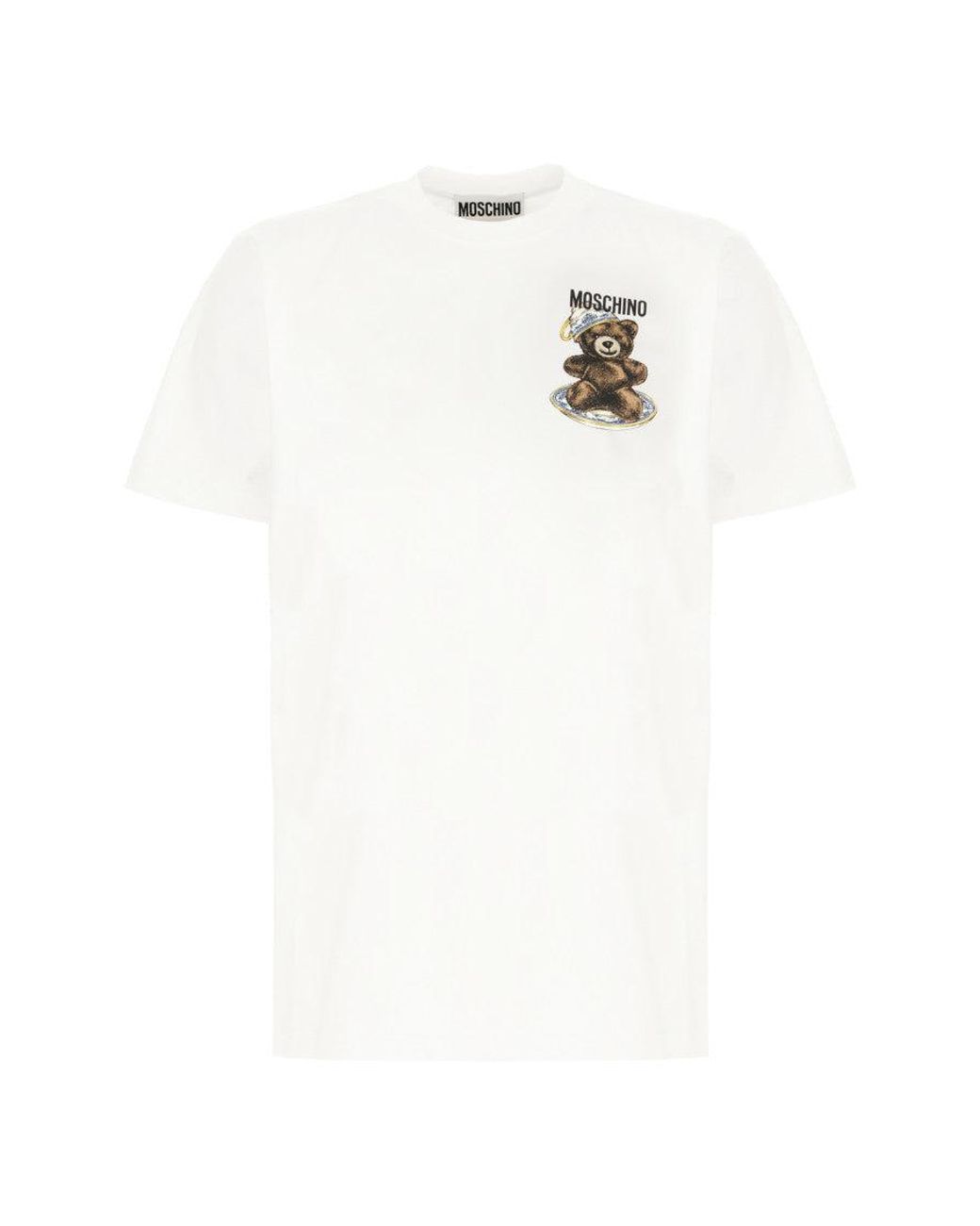 Moschino White Crew Neck Logo T-Shirt for men