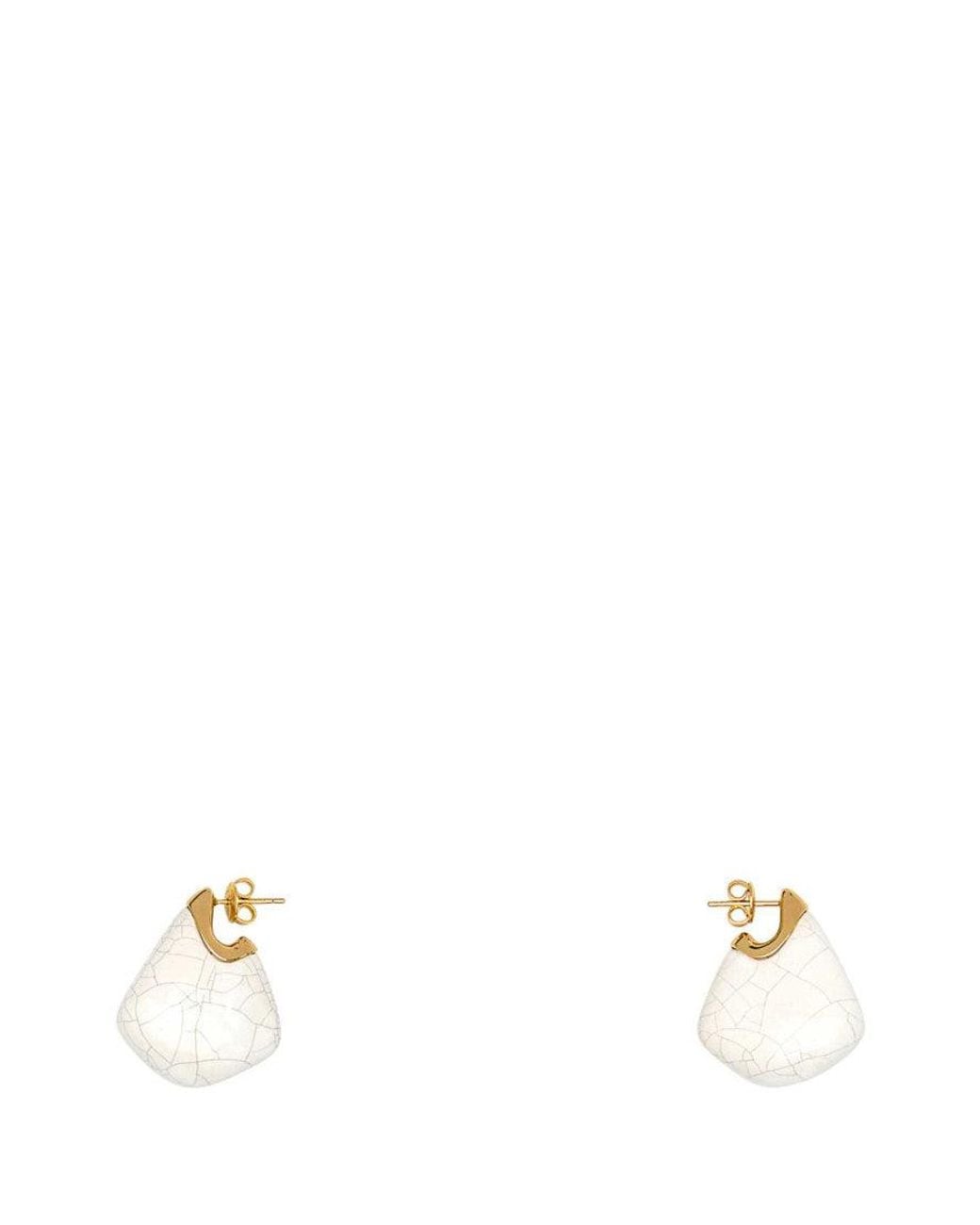 Bottega Veneta White Small Finn Earrings