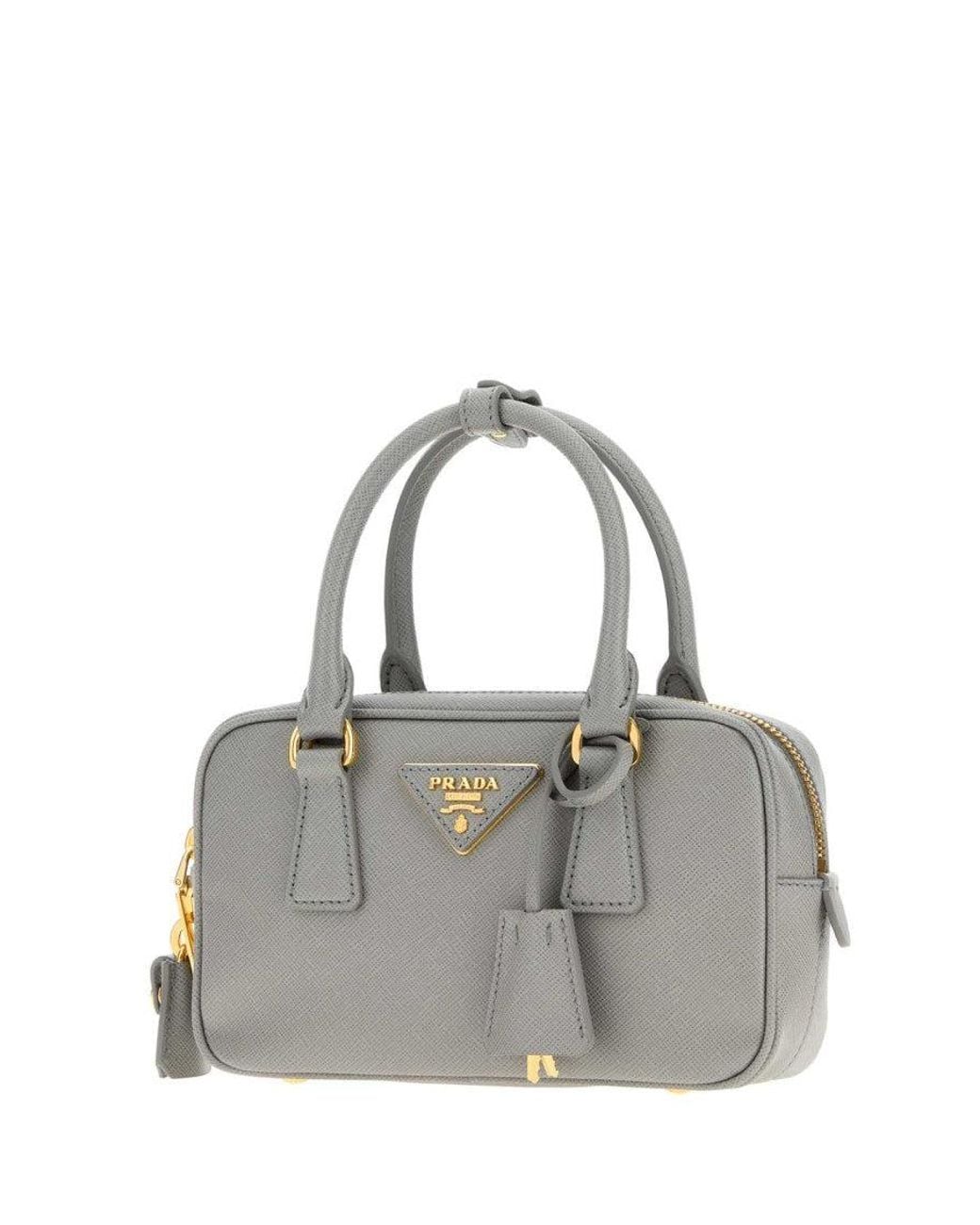 Prada Gray Light Logo Mini Satchel