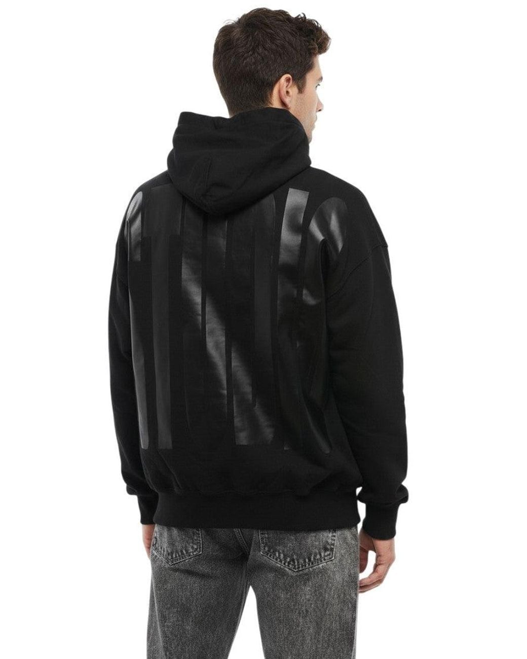 1989 STUDIO Black Relaxed Graphic Hoodie for men