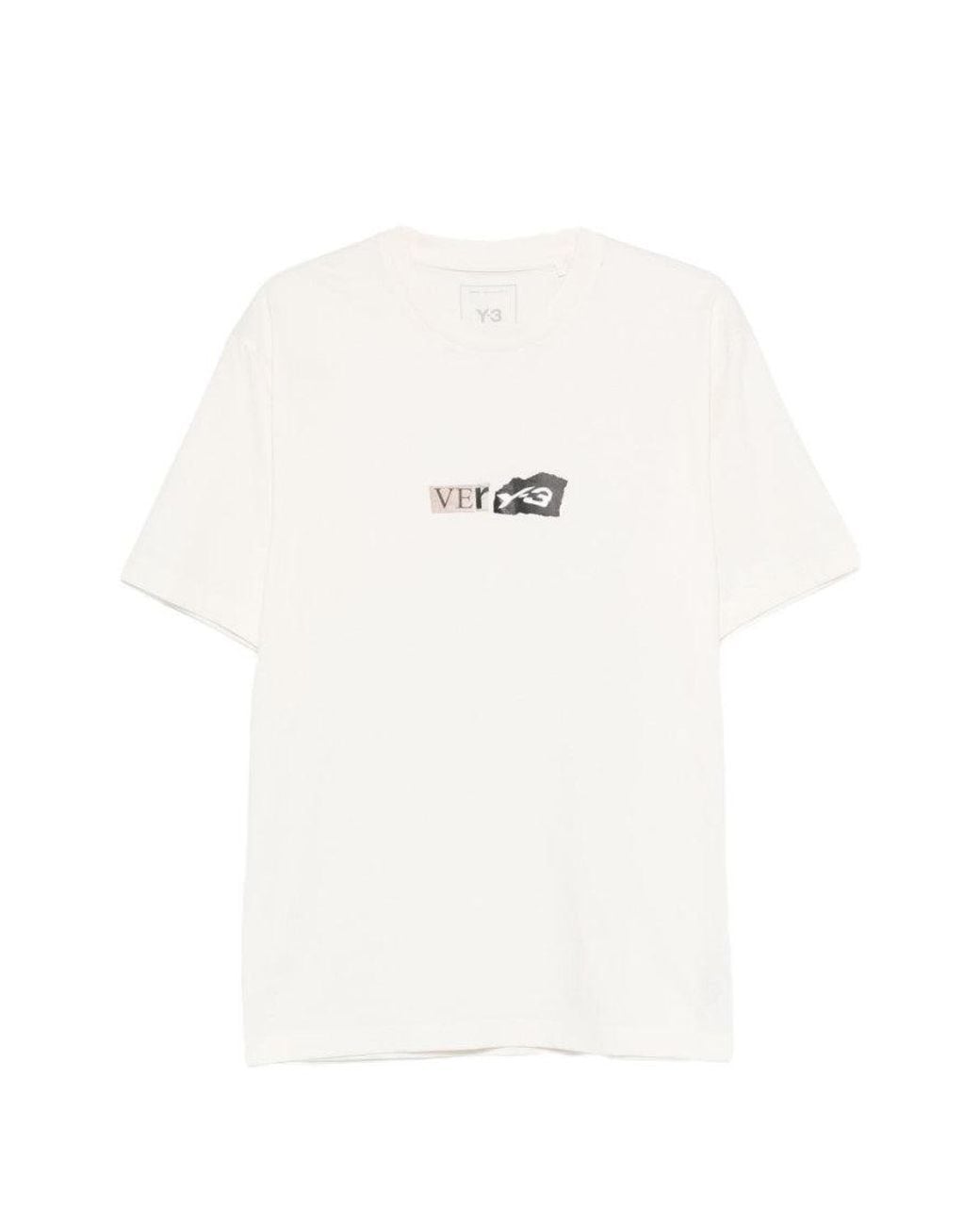 Y-3 White Crewneck Logo T-Shirt for men