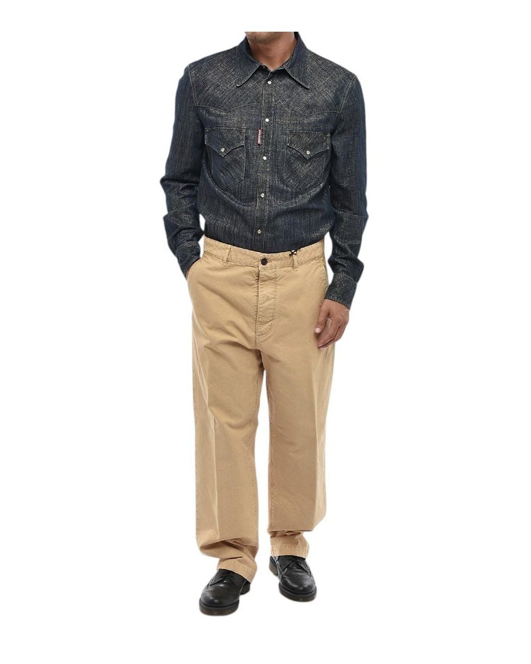 DSquared² Natural Straight Solid Trousers for men