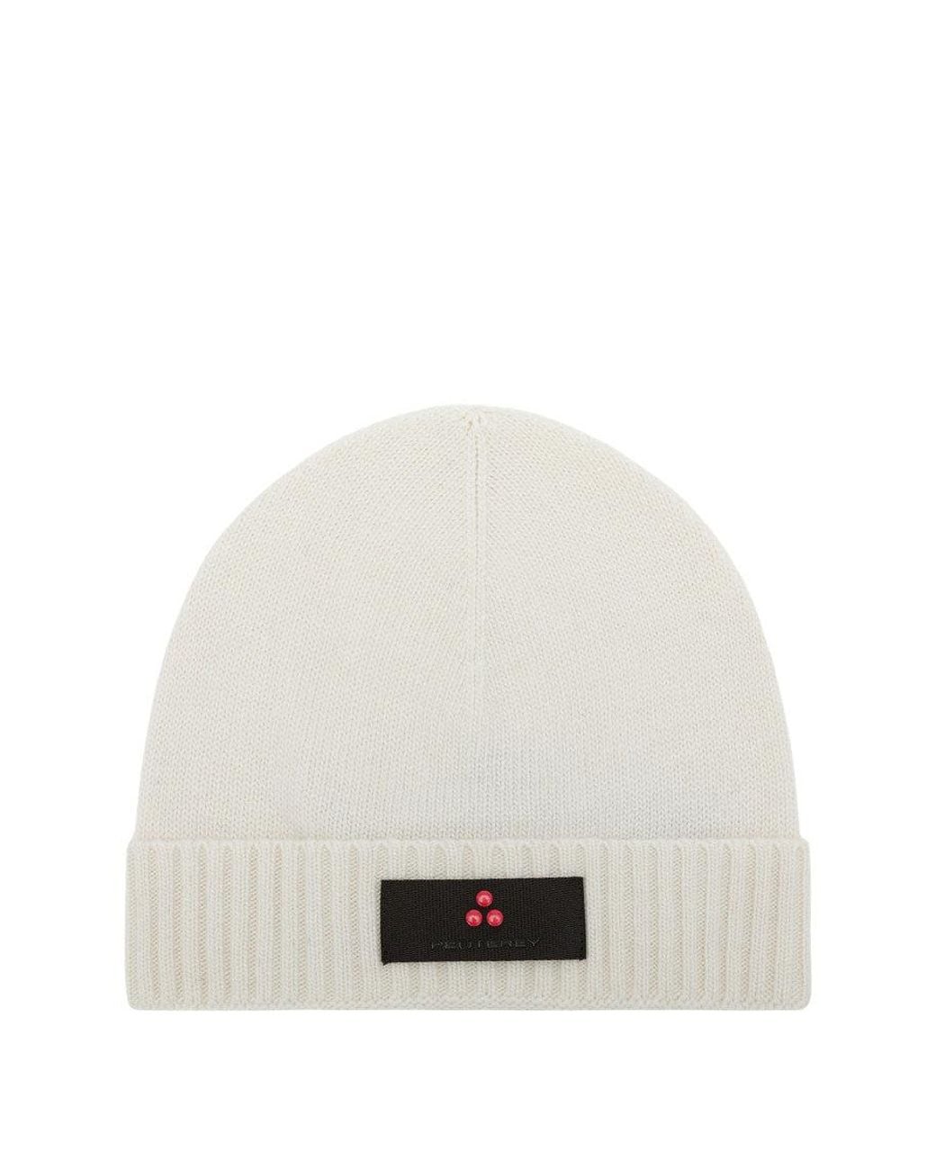 Peuterey White Logo Beanie Hat for men