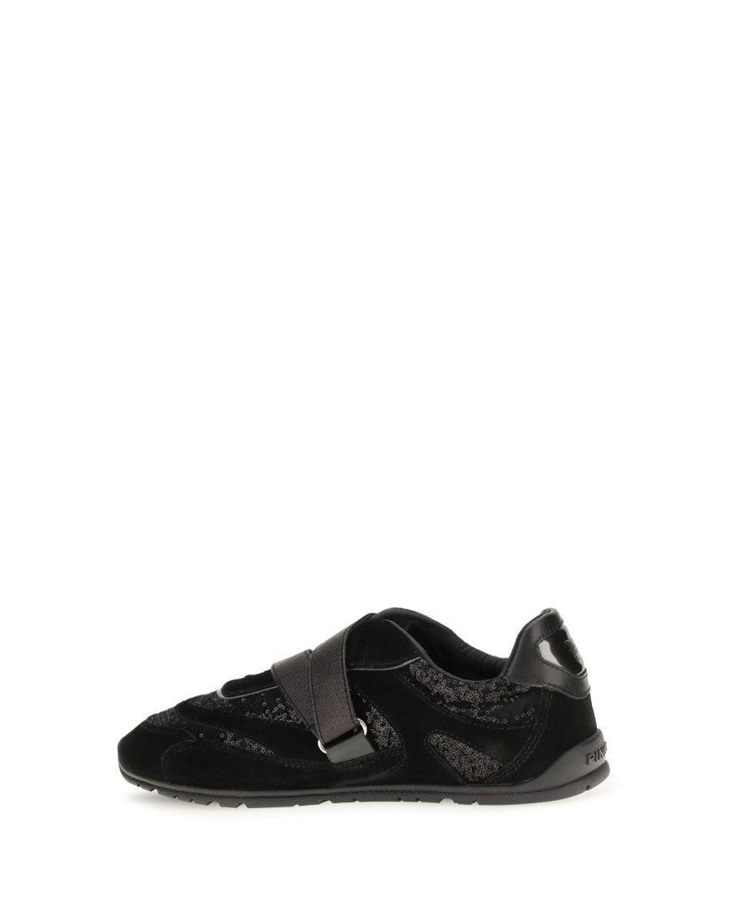 Pinko Black Suede Leather Athletic Sneakers