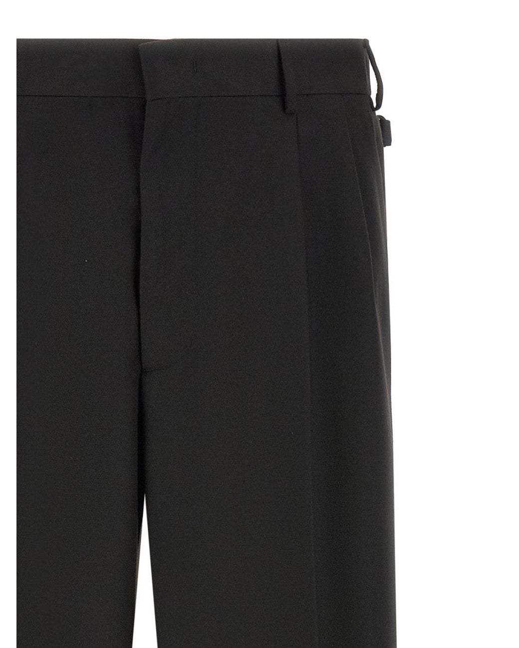 Cellar Door Black Relaxed Pleated Trousers for men