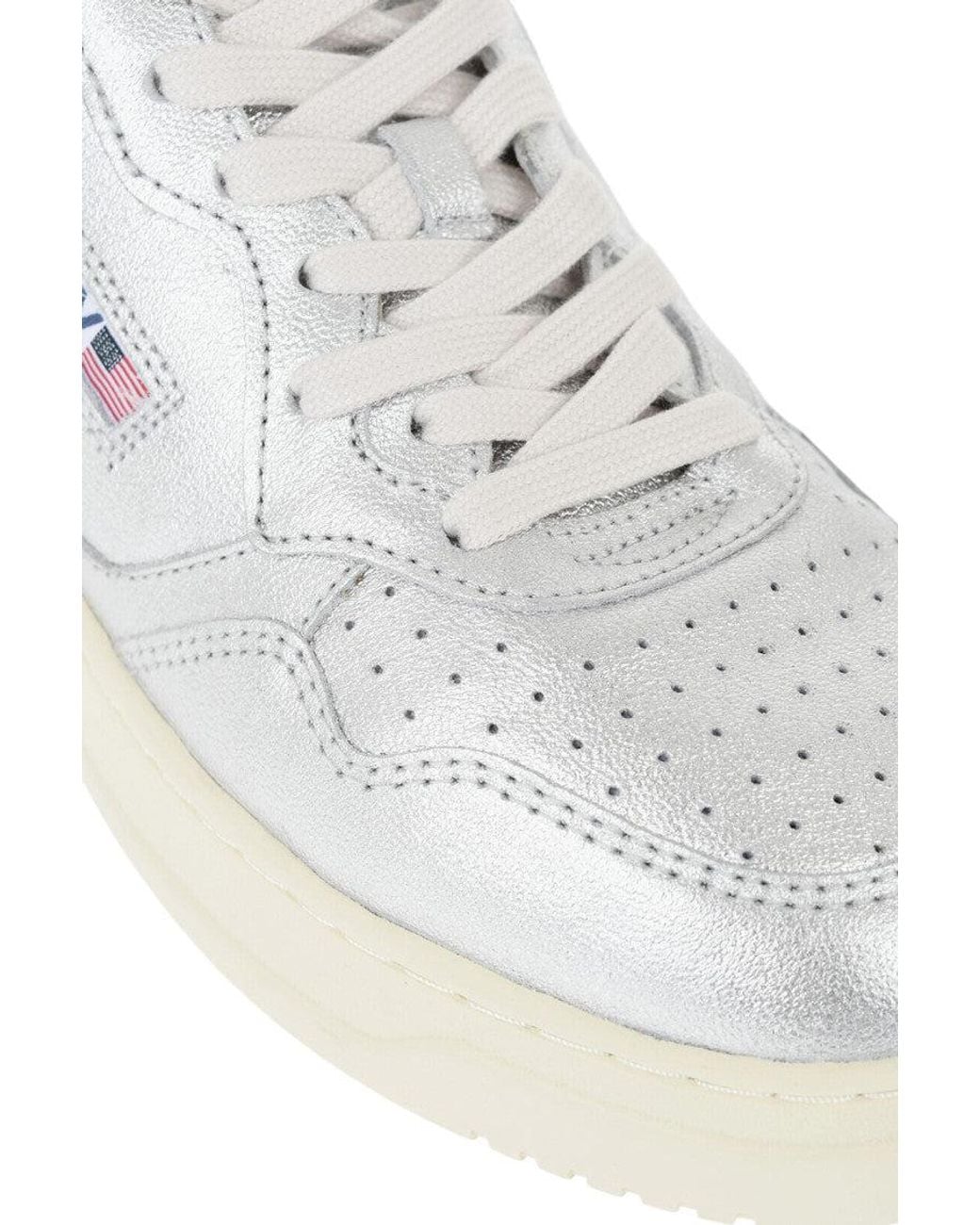 Autry White Metallic Leather Sneakers