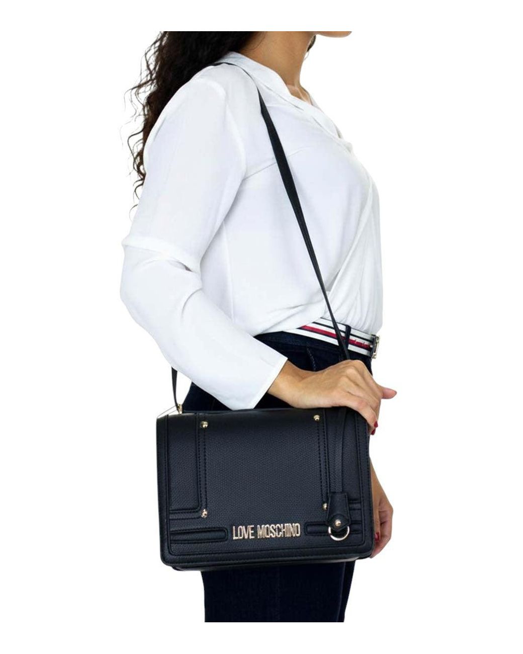 Love Moschino Black Logo Medium Shoulder Bag