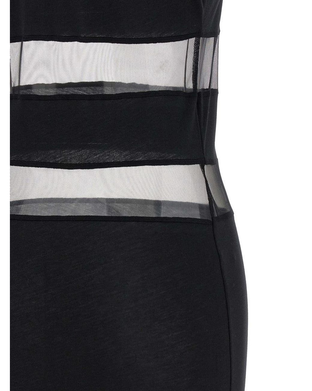 Coperni Black Striped Sheer Polo Dress