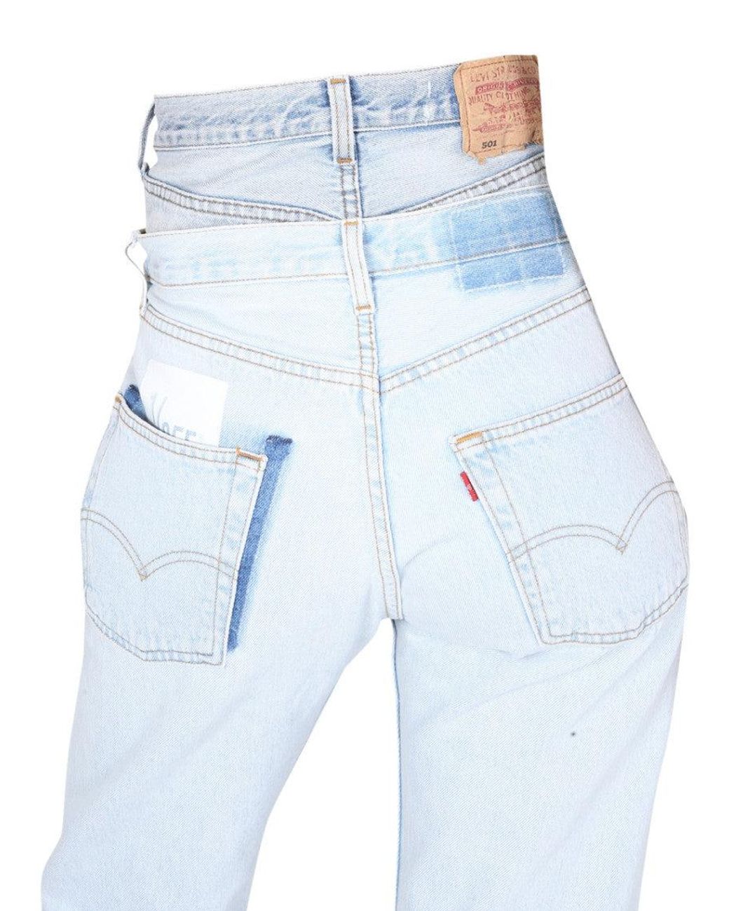 1/OFF Blue Denim Straight High Rise Jeans