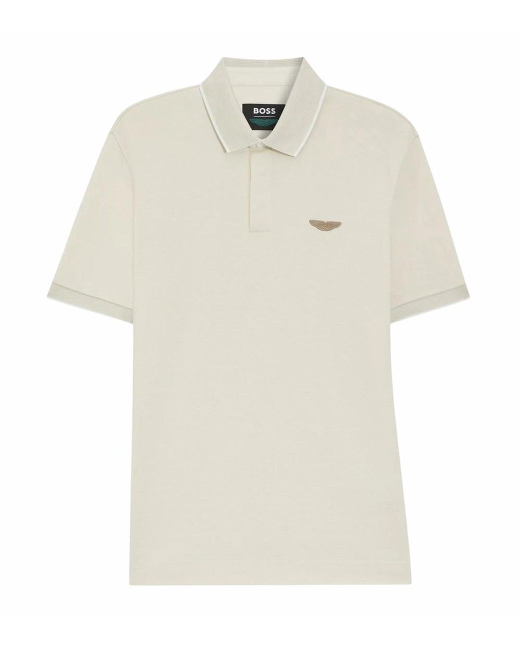 Boss White Solid Shirt Collar Polo for men