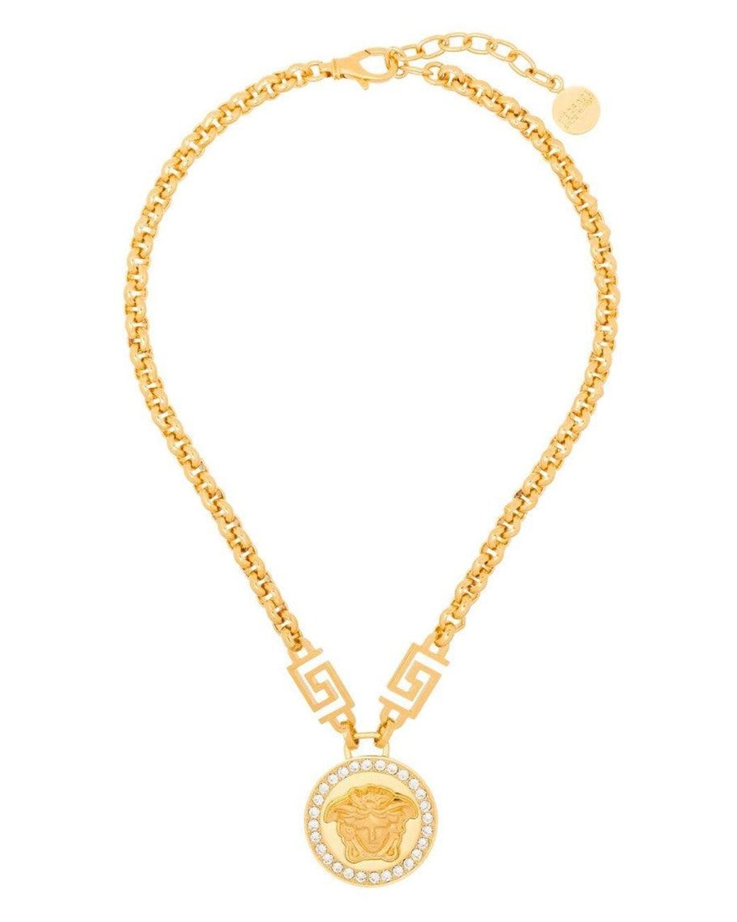 Versace Metallic Golden Medusa Pendant Necklace