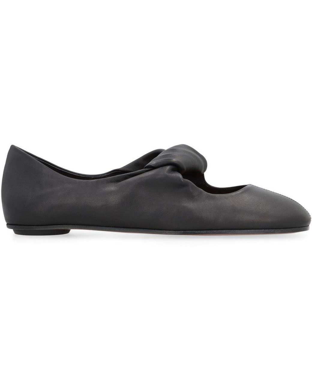 McQueen Black Leather Ballet Flats