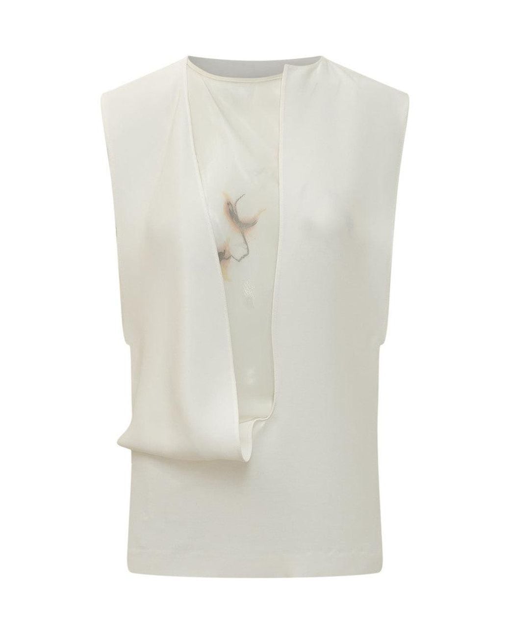 Sportmax White Solid Round Neck Top