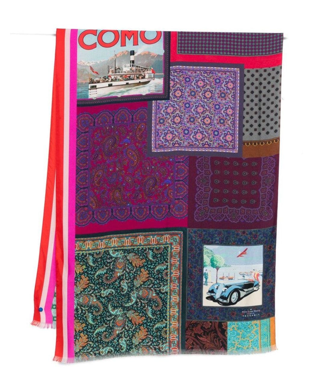 Pierre Louis Mascia Pink Lago Di Como Silk Printed Scarf