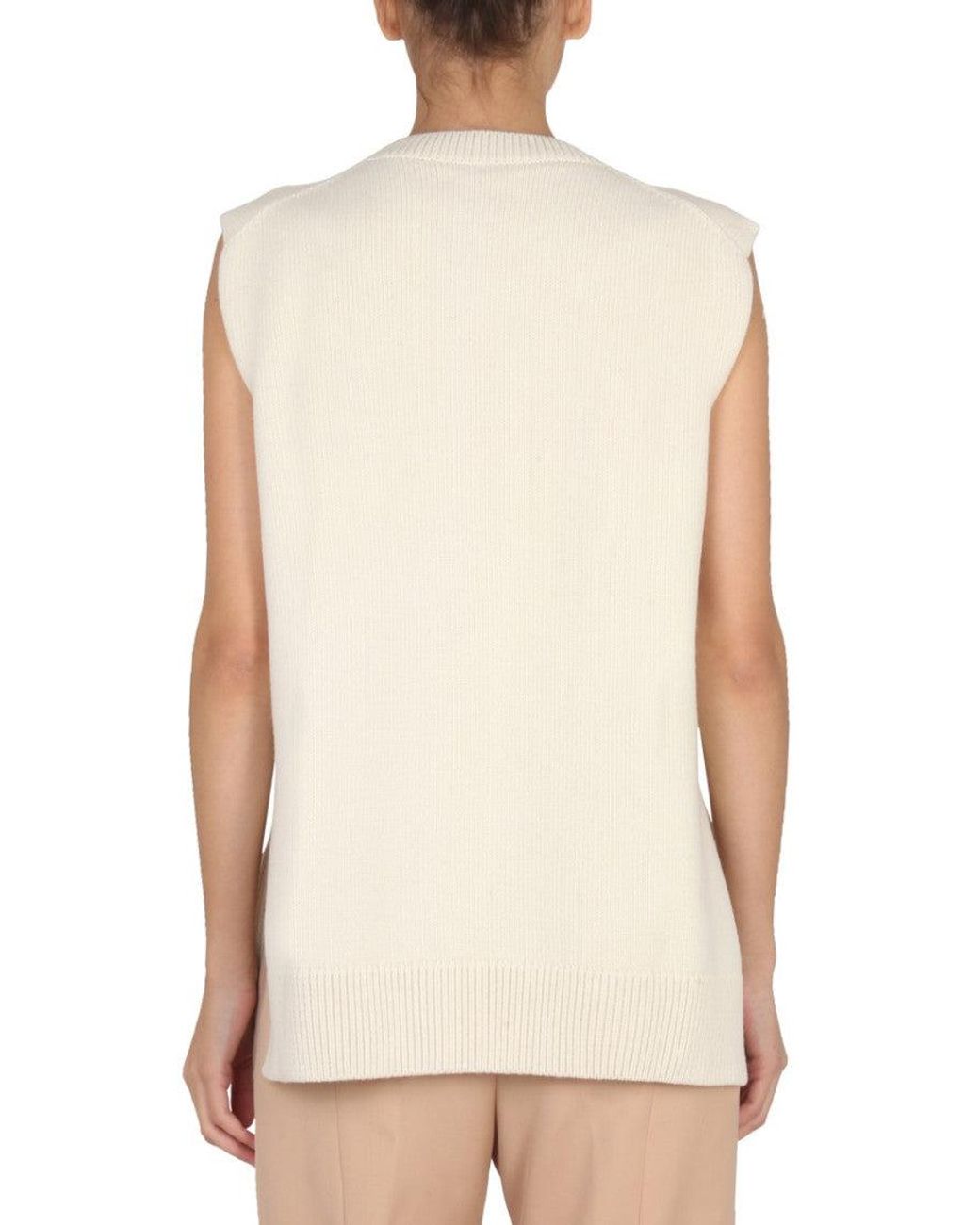 Jil Sander White Knitted Crew Neck Sweater