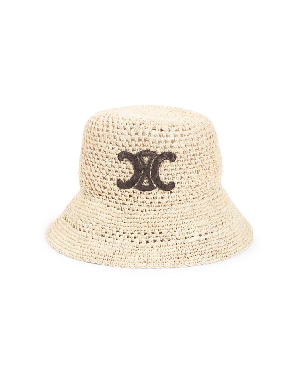 Celine Logo Bucket Hat in Natural | Lyst