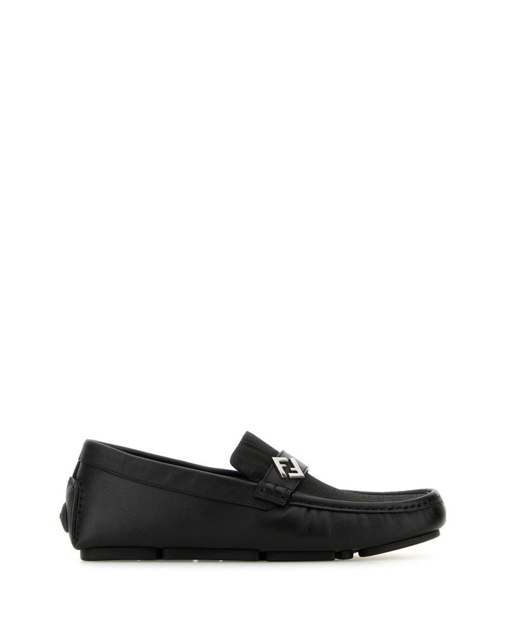 Fendi Black Logo Loafers for men
