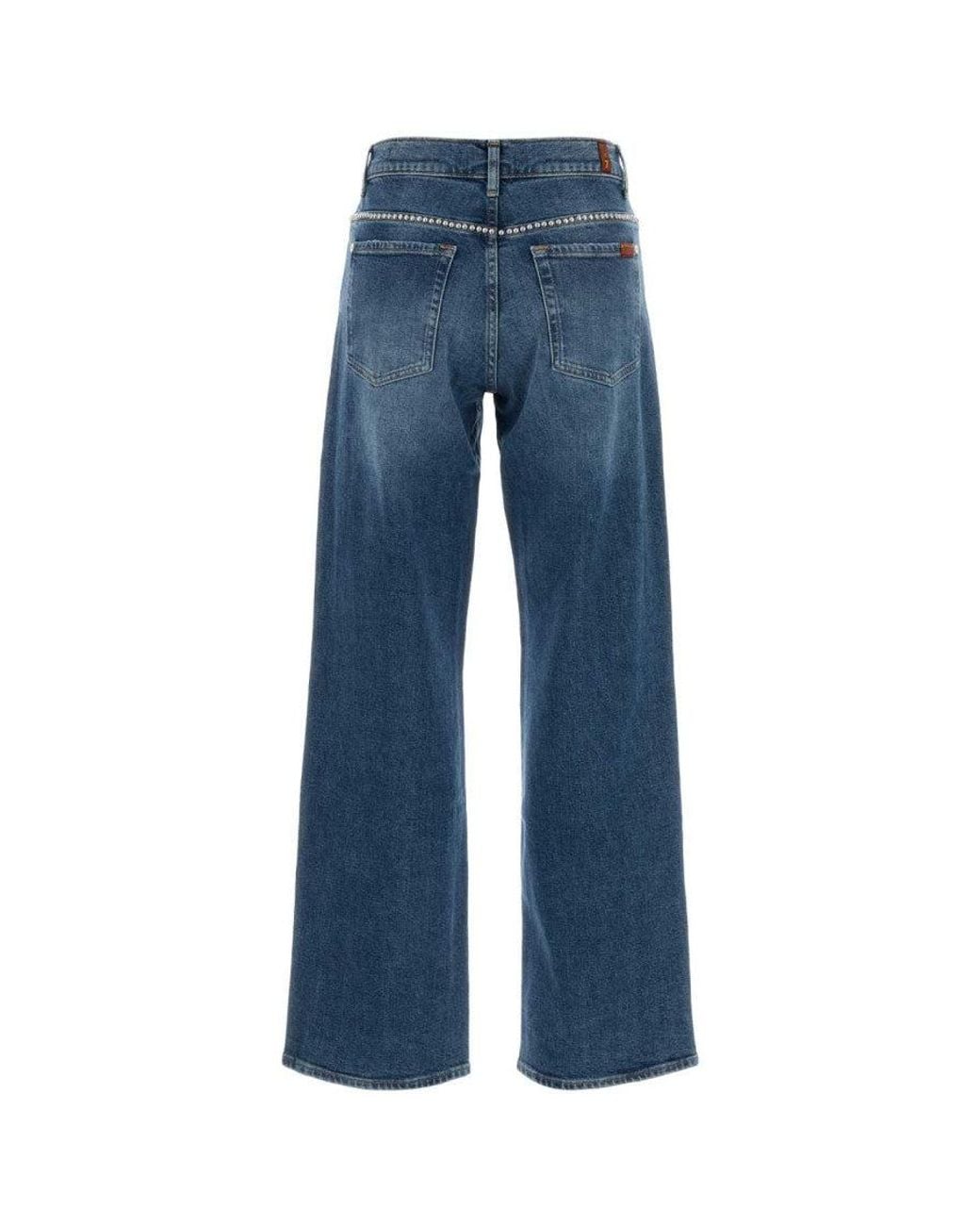 7 For All Mankind Blue Light Flared High Rise Jeans