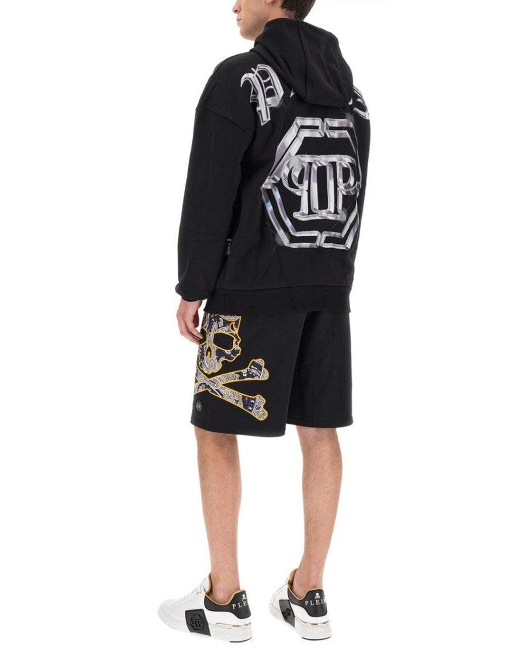 Philipp Plein Black Logo Hood Sweatshirt for men