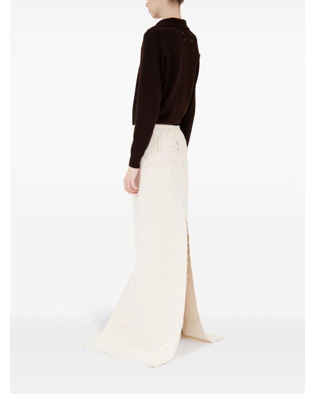 Maison Margiela White Long Denim Skirt