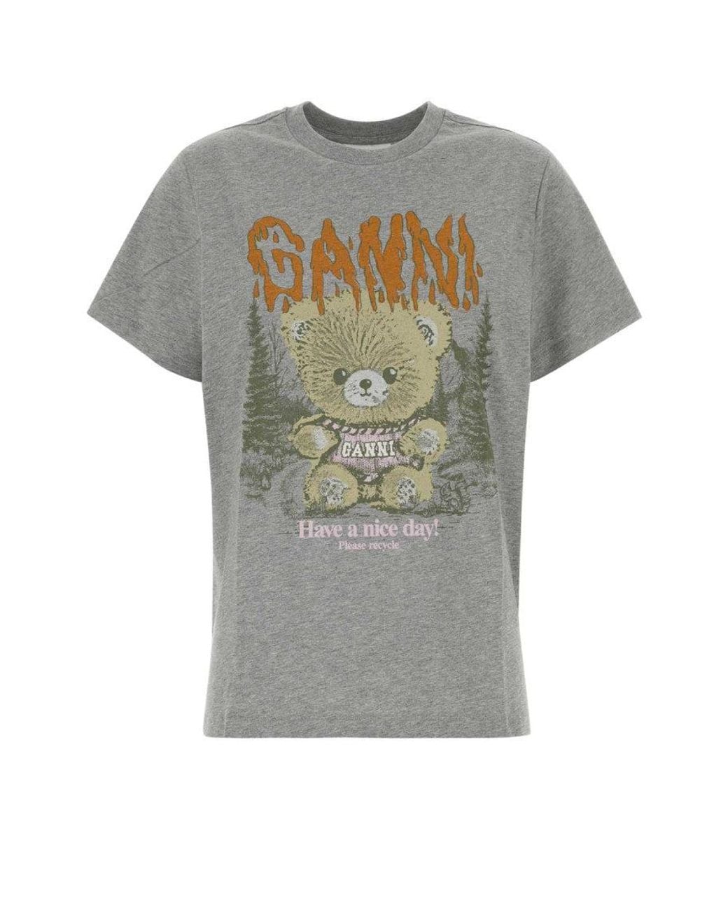 Ganni Gray Crew Neck T-Shirt