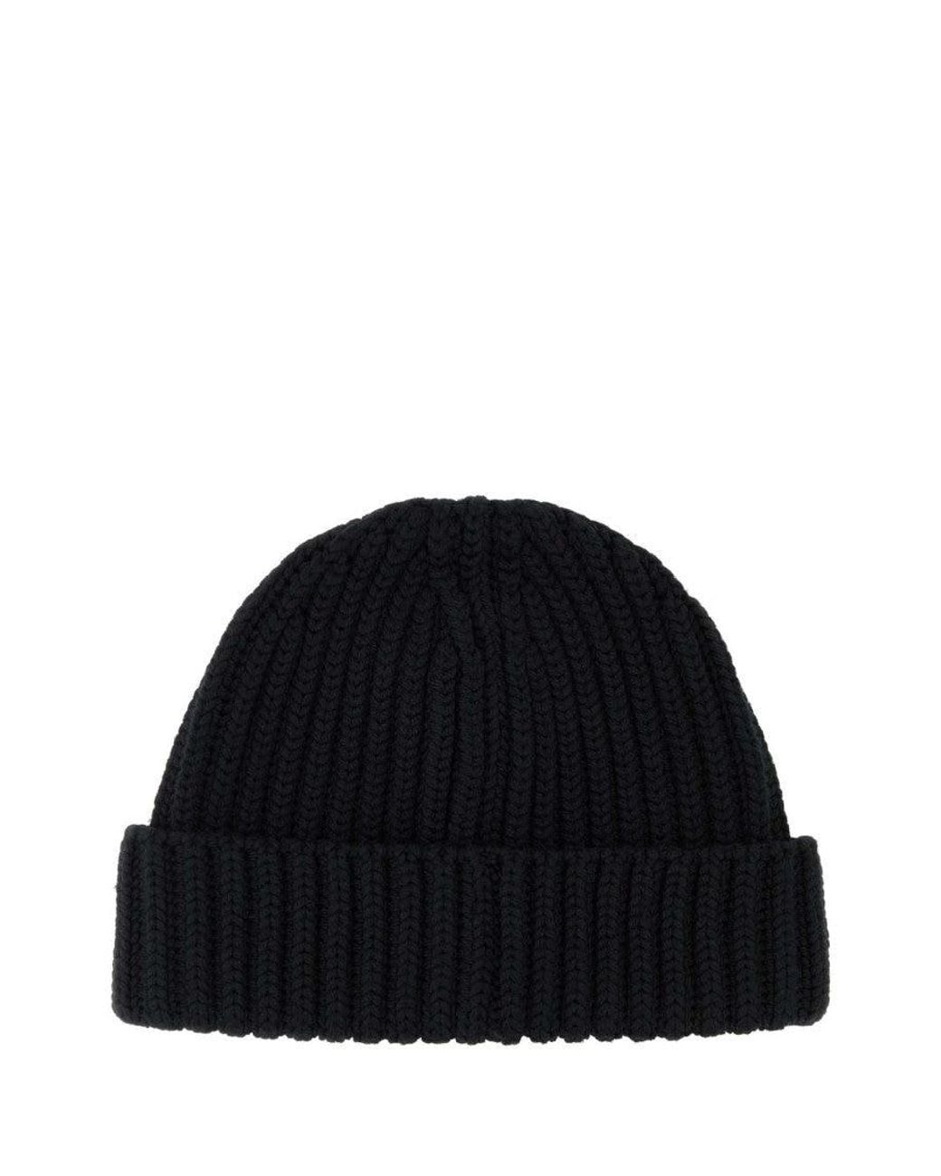 Prada Black Logo Beanie Hat