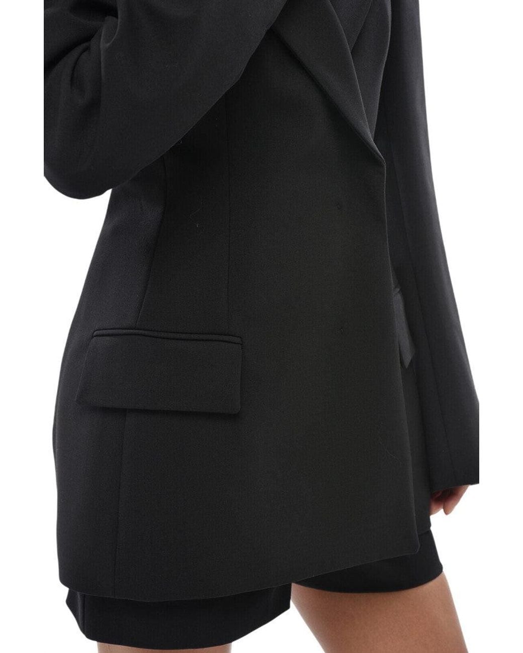 Max Mara Black Solid Peaked Lapel Blazer