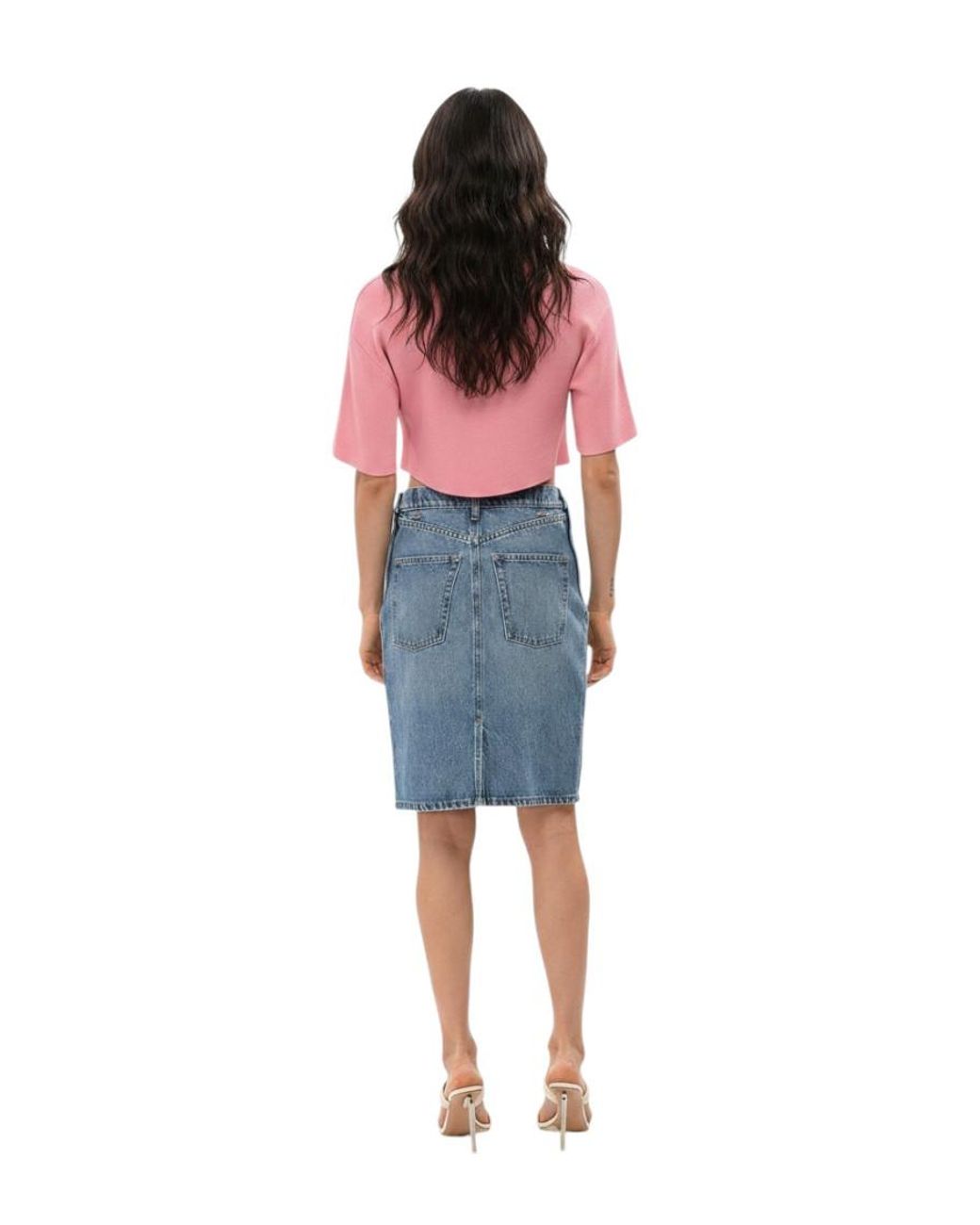 Coperni Blue Solid Knee Length Skirt