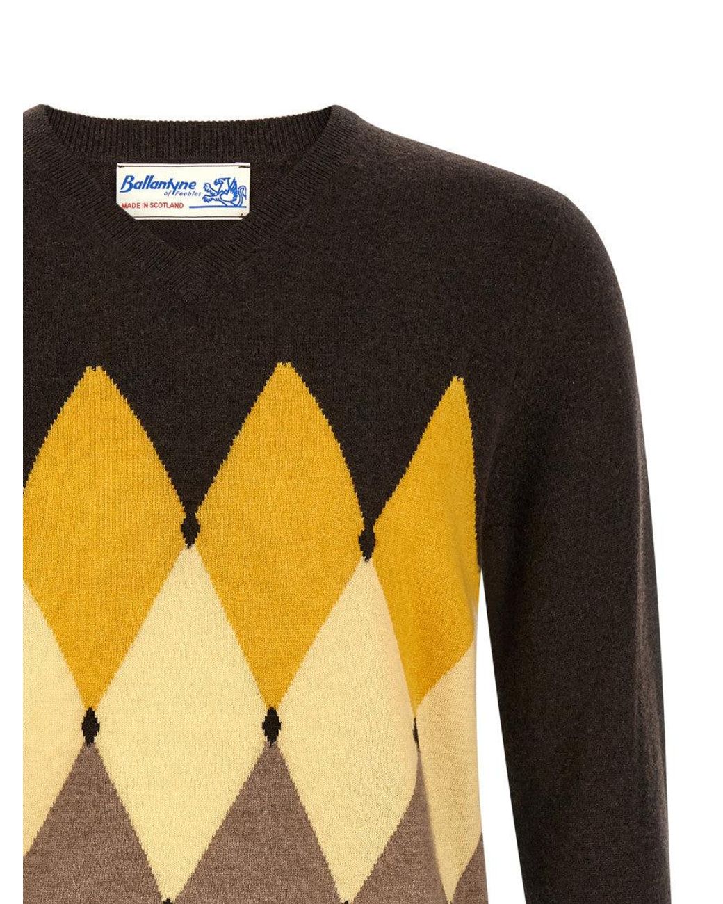 Ballantyne Black Geometric V Neck Sweater for men