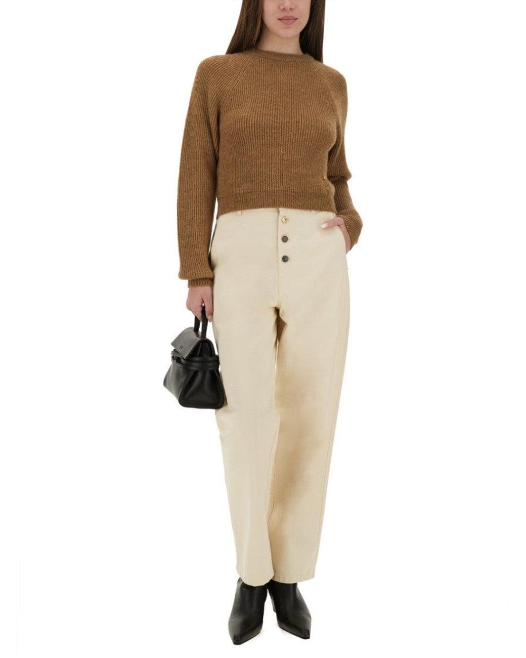 Moschino Natural Cropped Shirt Acrylic Jumpers