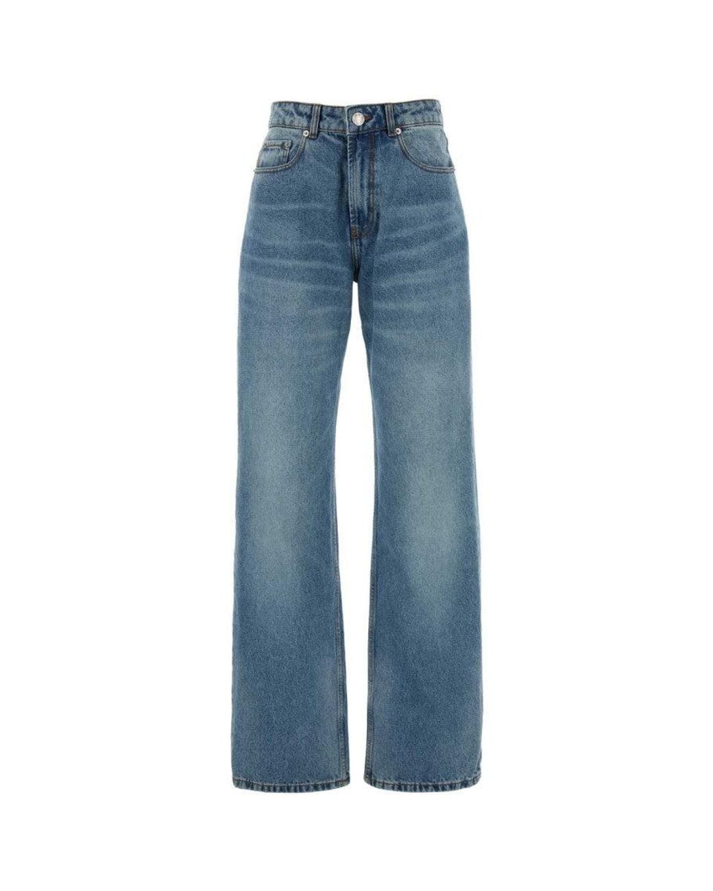 AMI Blue Cotton Large Fit Jeans