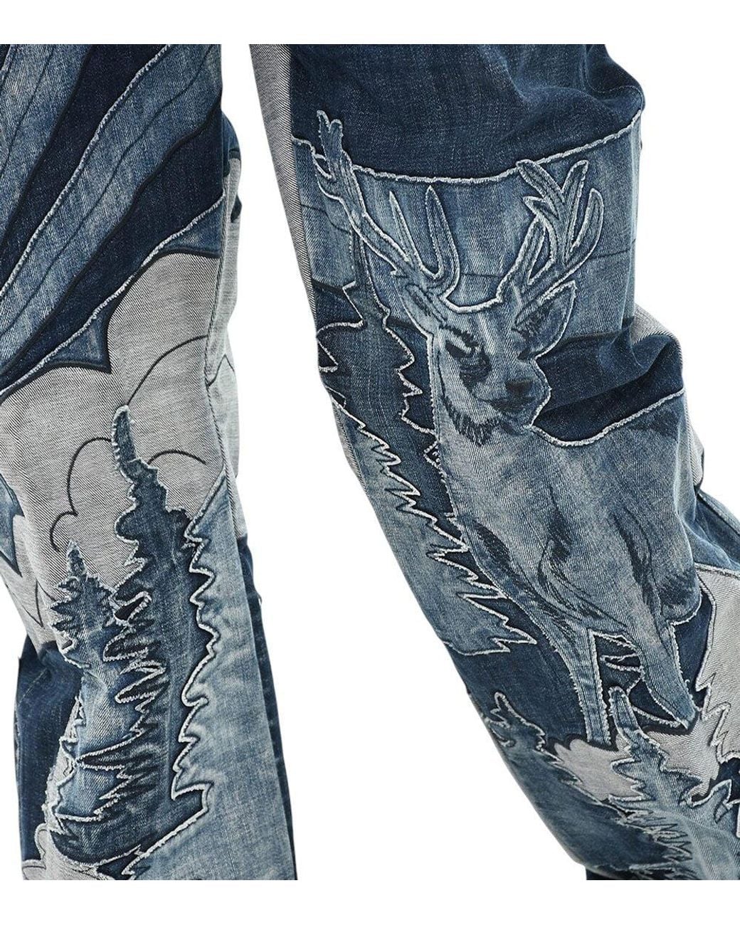 DSquared² Blue Bootcut Graphic Jeans for men