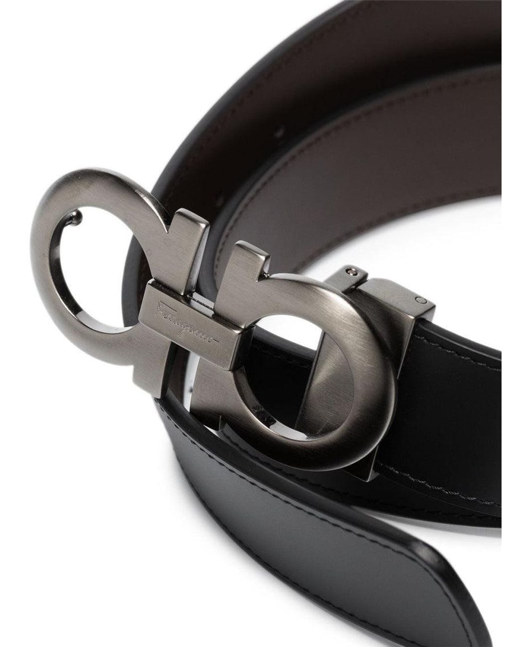 Ferragamo Black Gancini Solid Reversible Belt for men