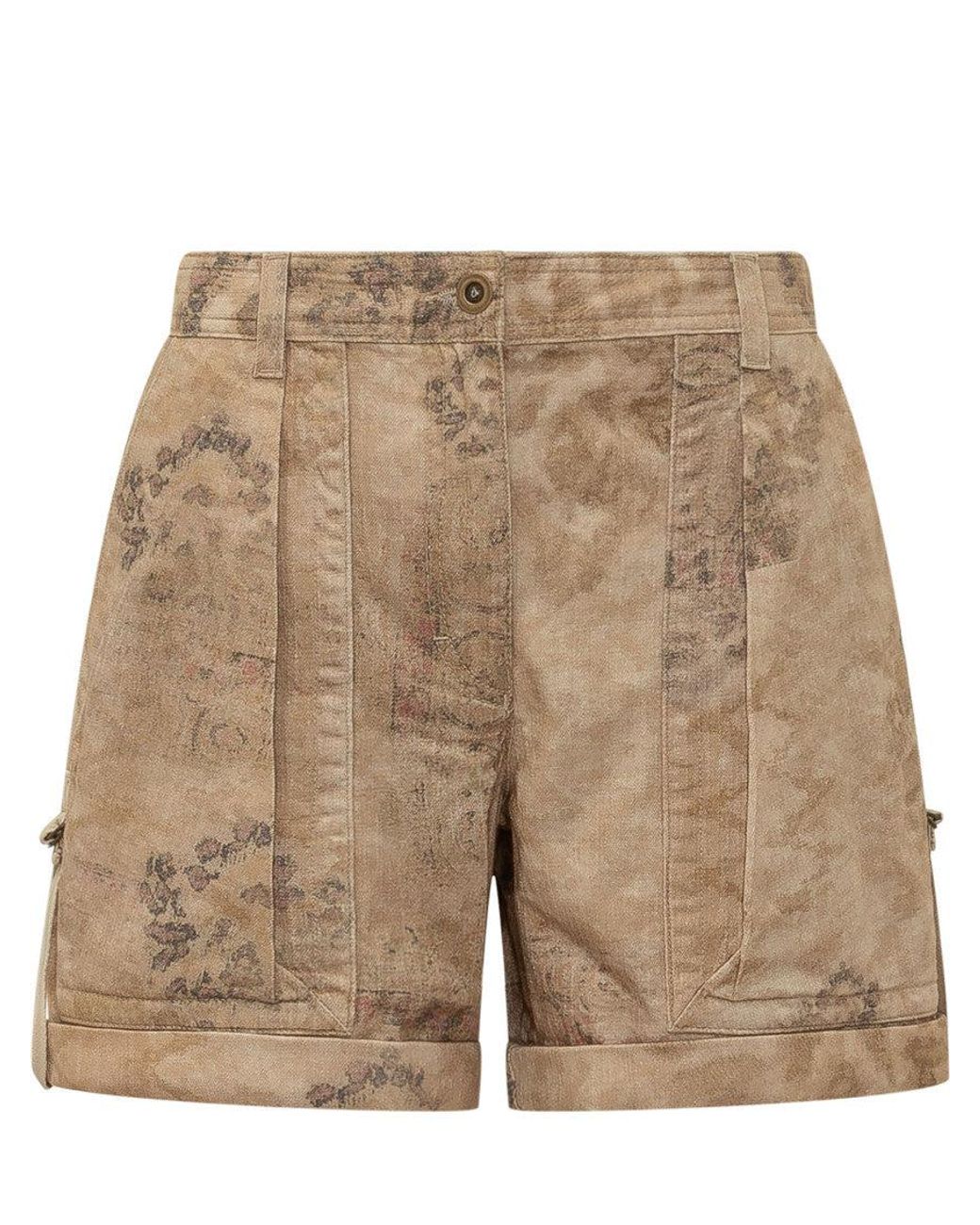 Isabel Marant Natural Mini Shorts With Pocket And Cuff