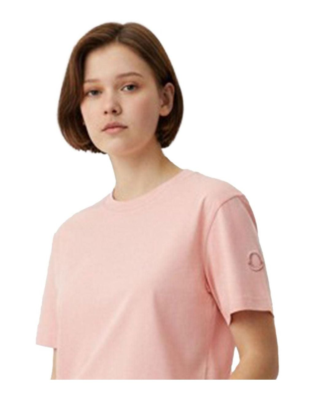 Moncler Pink Light Crew Neck Logo T-Shirt