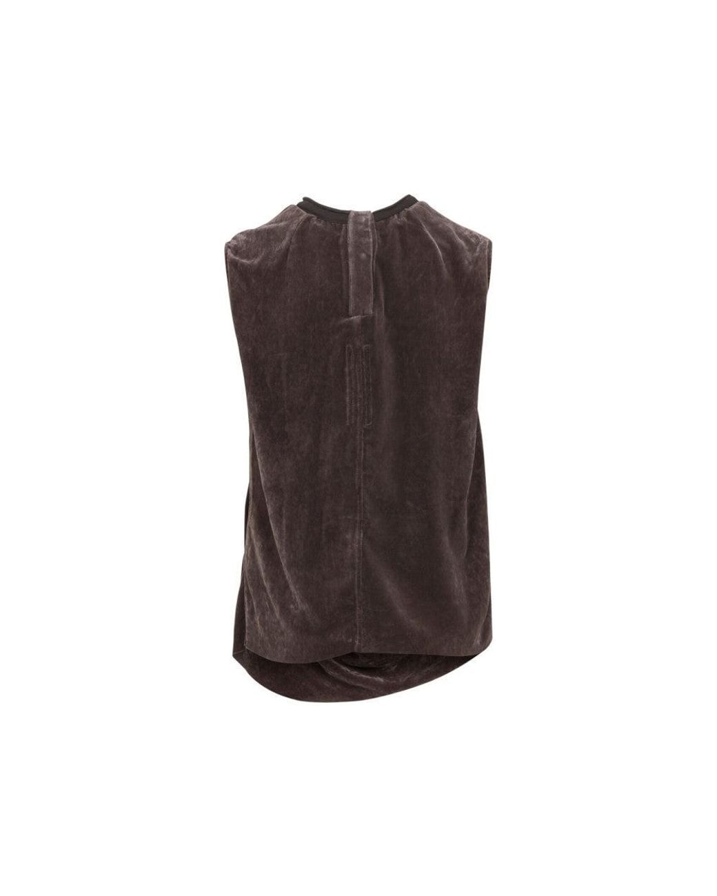 Rick Owens Brown Solid Crew Neck Top