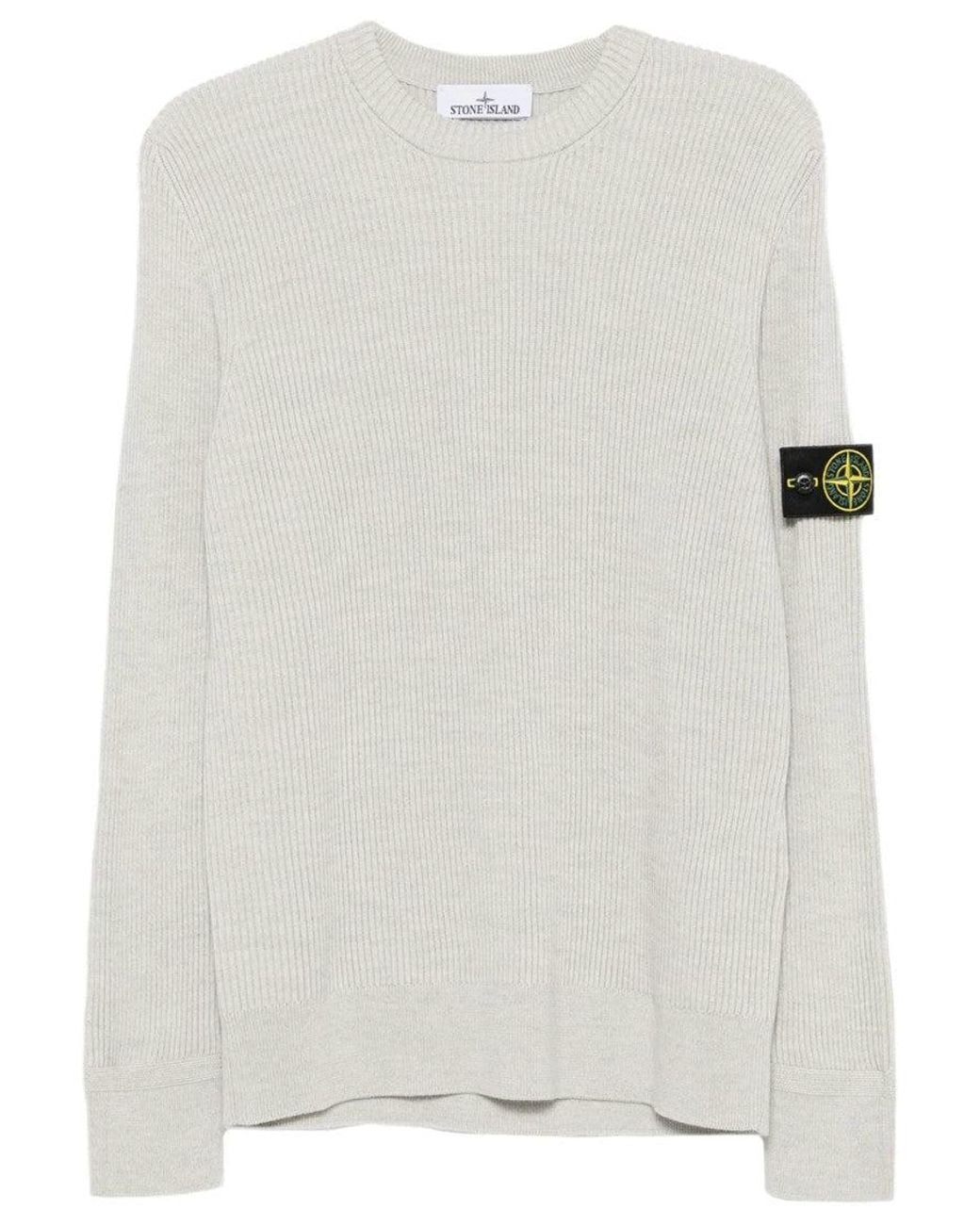 Stone Island White Light Knitted Sweater for men
