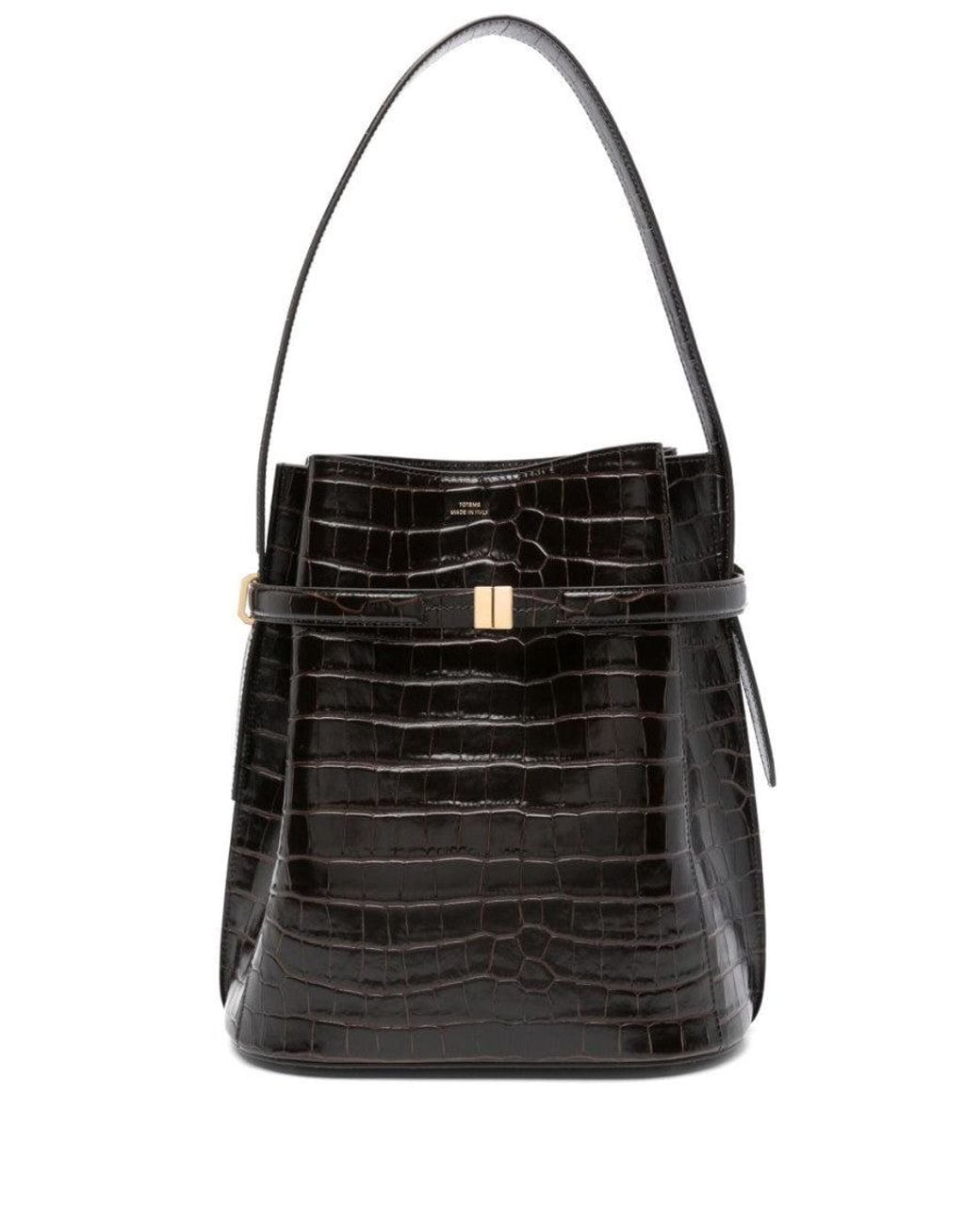 Totême Black Dark Belted Bucket Bag