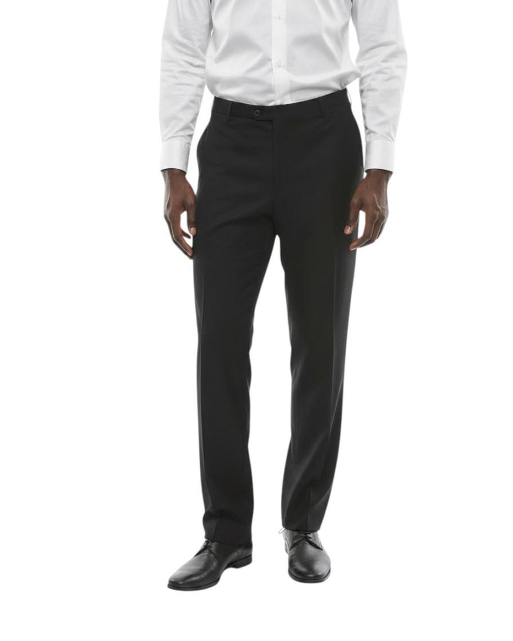 Corneliani Black Flat Front Pants for men