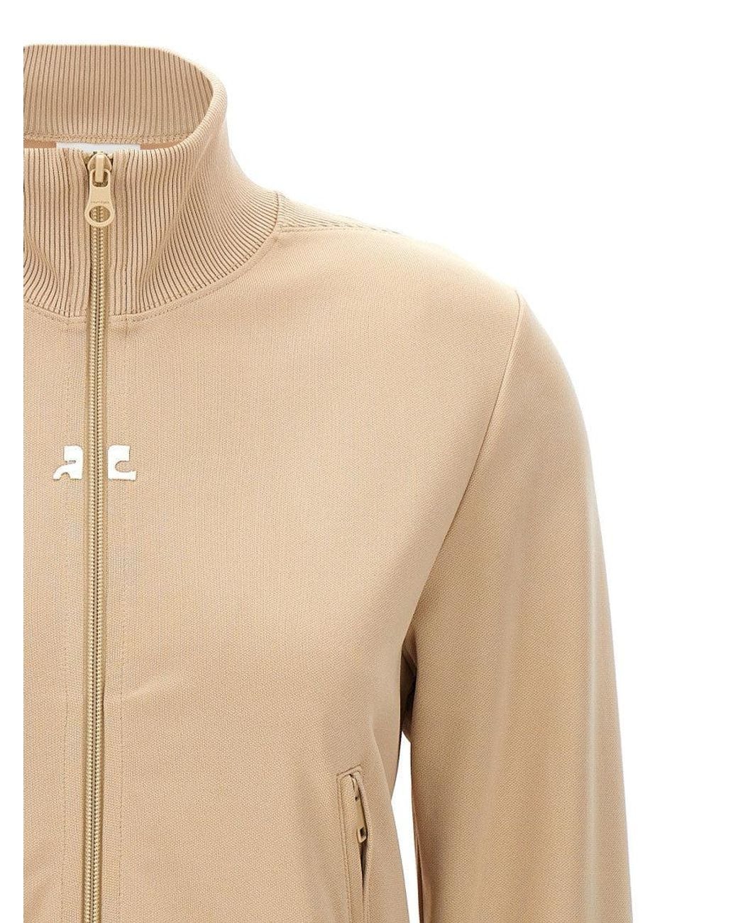Courreges Natural Solid Mock Collar Sweatshirt