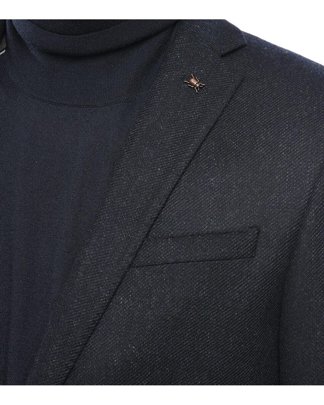 Corneliani Blue Notched Lapel Blazer for men