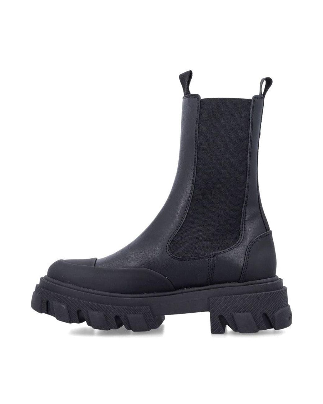 Ganni Blue Mid Cleated Chelsea Boots