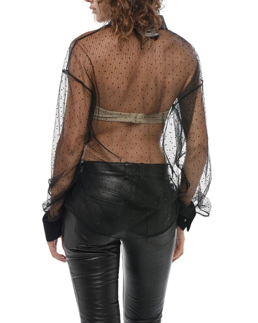 DSquared² Black Embellished Shirt Collar Top
