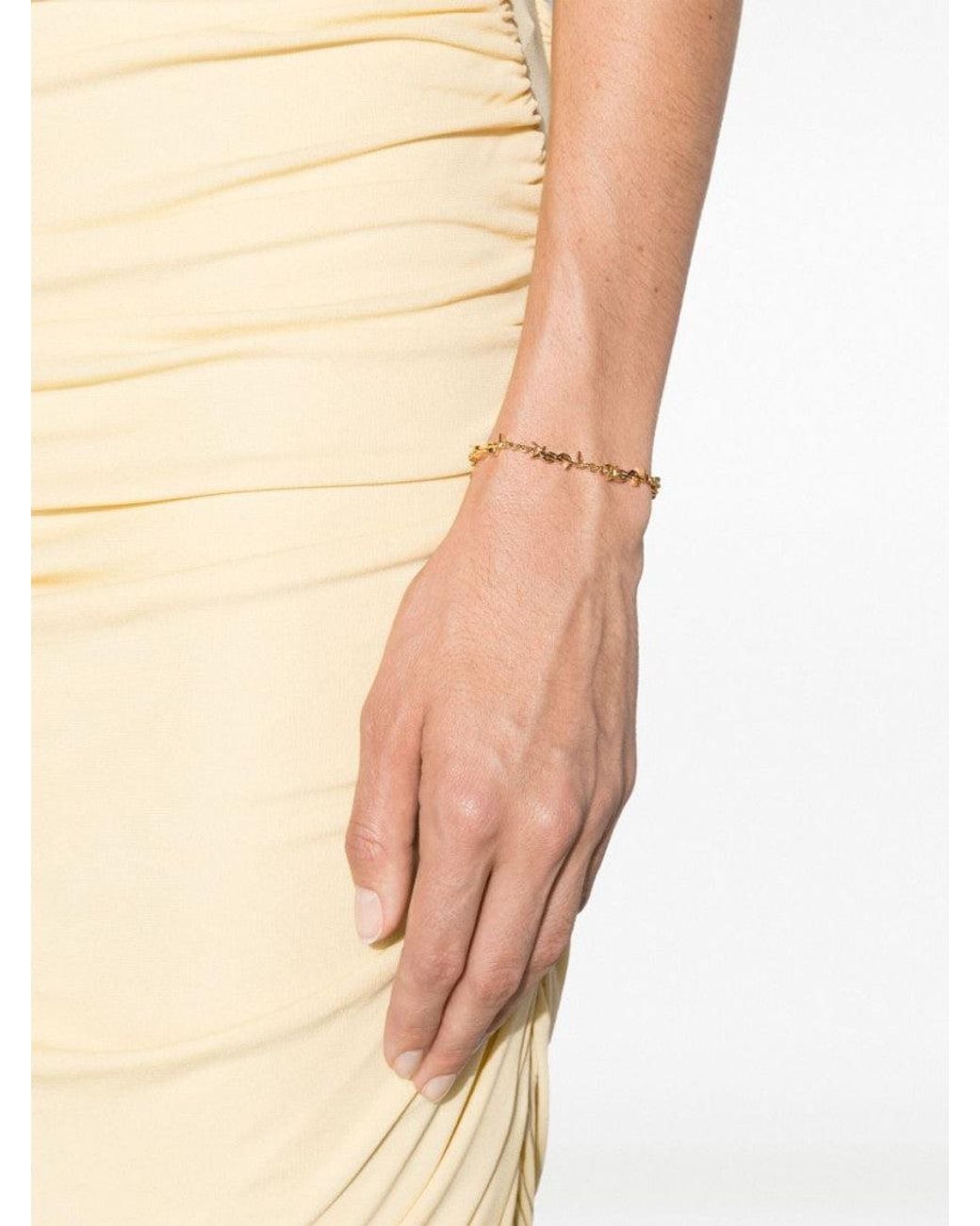 Saint Laurent Metallic Cassandre Link Bracelet