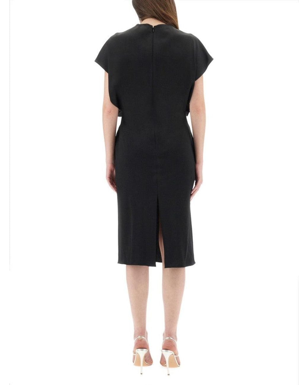 Stella McCartney Black V Neck Midi Dress