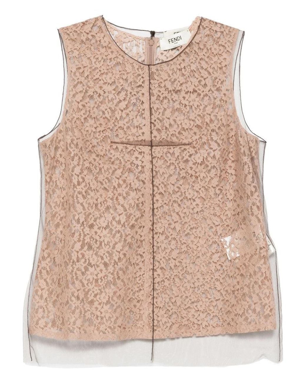Fendi Natural Crew Neck Printed Top